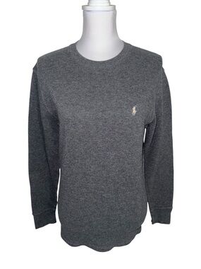 Polo Ralph Lauren Mens Small Gray Thermal Crew Neck Shirt‎ Logo Cotton